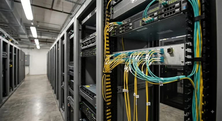Enclosure fibra optica in centru de date AI Nvidia